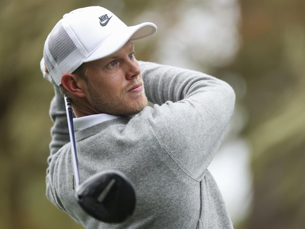 Cam Davis of Australia hits a tee shot on the 18th hole during the second round. Picture: Ezra Shaw/Getty Images