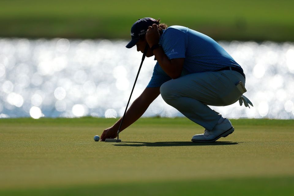 Aldrich Potgieter of South Africa lines up a putt. (Photo by Hector Vivas/Getty Images)