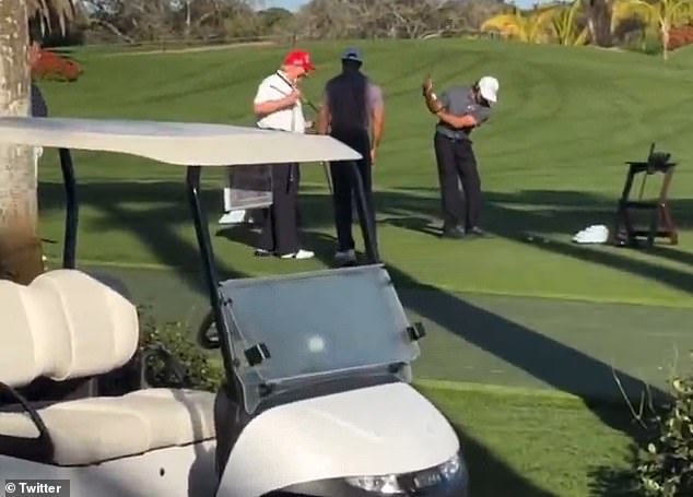 At the weekend, her grandfather Donald played a round of golf with Tiger Woods in Florida