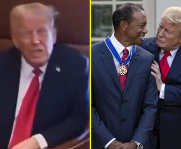 'Very sad' - Donald Trump shares heartbreaking Tiger Woods update during flight to Super Bowl LIX
