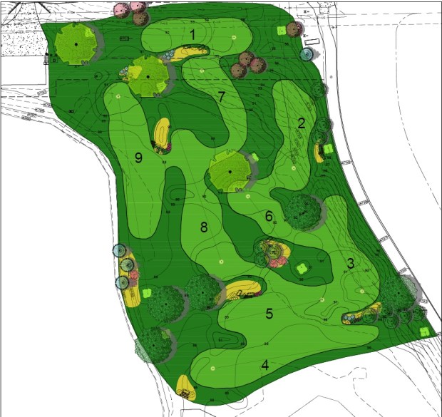 A look at the layout of a new introductory, 9-hole golf course to be built in 2025 at Boomerang Golf Course in Greeley. The course will be named in honor and memory of Michael Lee, a former golfer at Greeley Central High School and the Colorado School of Mines. Lee died of COVID-19 related complications in Dec. 2020 at age 28. His family established a foundation in his memory to use golf to impact the lives of youths and others. (Courtesy/Amy Lee).