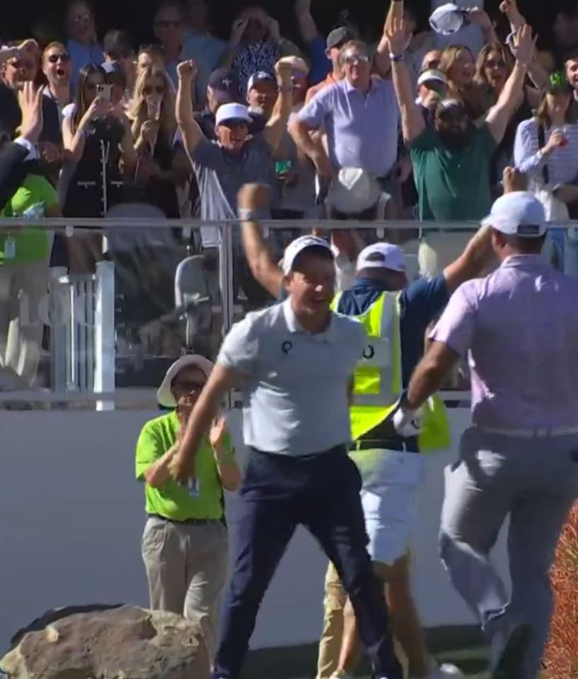 Grillo sent the fans into a frenzy after hitting a hole-in-one on the 16th