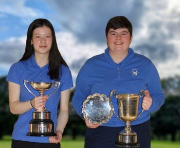 Alice Barlow and Jasmine Potts of Bury St Edmunds Golf Club pick up county awards