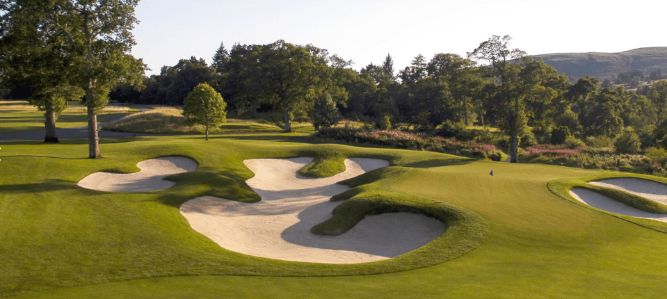 Golf course with sand traps.