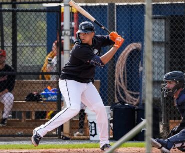 Tigers prospect Thayron Liranzo is learning the ropes, in golf and behind the plate