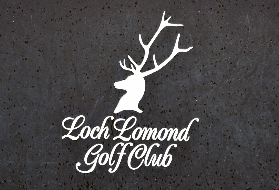 Loch Lomond Golf Club sign with deer silhouette.