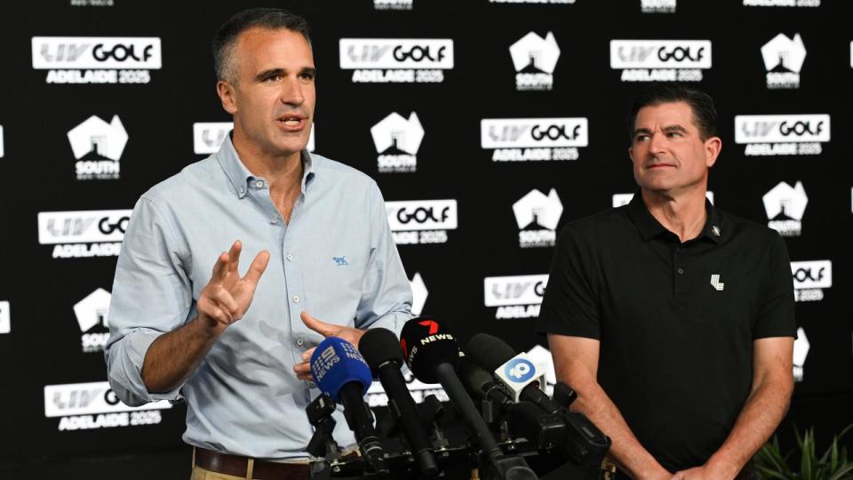 South Australia premier Peter Malinauskas and LIV CEO Scott O'Neil.