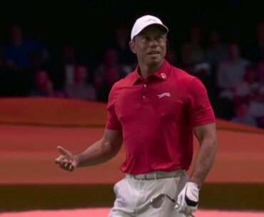 Tiger Woods hits wrong club, told wrong distance, embarrassing moment, Jupiter Links v New York Golf Club, latest news, scores, results
