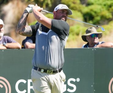 Former bikie-turned-golf pro Ryan Peake in contention through two rounds of New Zealand Open