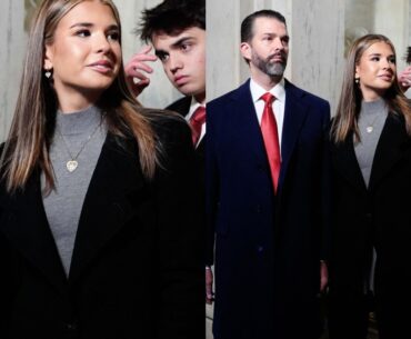 Donald Trump Jr. and his daughter Kai Madison Trump, donald trump's granddaughter, arrives for the inauguration ceremony.