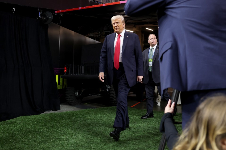 Trump made it onto the field at the Caesars Superdome about an hour before the start of the match