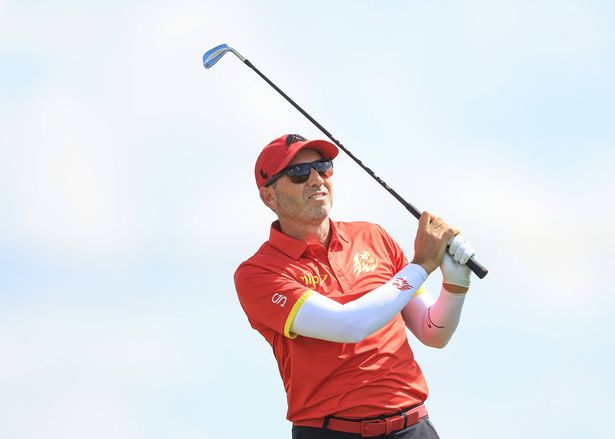 Sergio Garcia of Spain and The Fireballs team plays his second shot on the ninth hole during the individual team stroke-play finals on day three of the LIV Golf Team Championship