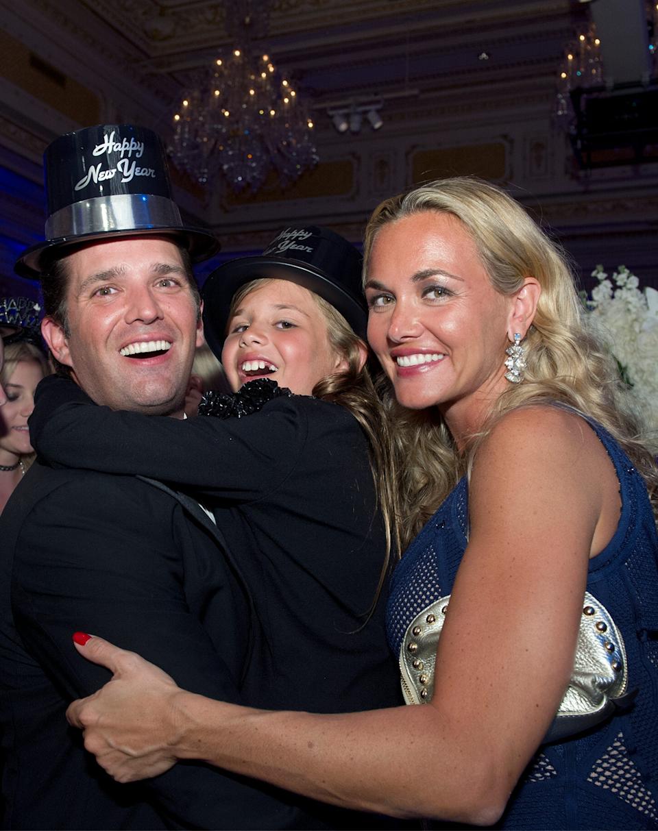 From left, Donald Trump Jr., Kai Madison, and Vanessa Trump, at a New Year's Eve Celebration in 2016 at Mar-a-Lago Club in Palm Beach, Fla.