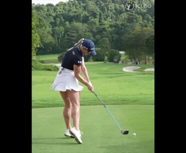 Charley Hull's tee shot with her all might