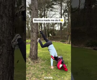 Monica made me do this 🤪 Trained professional. Don’t try this at home. #golf  #handstandchallenge