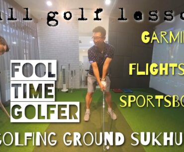 Golf Lesson with Pro Nopp Golfing Ground with Latest Tech Trying to Get Early Extension in Downswing