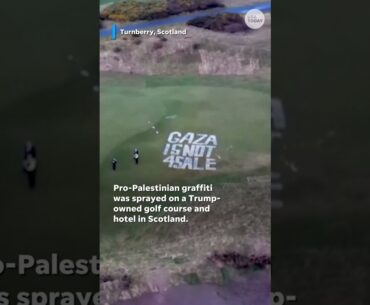 Trump-owned golf course vandalized by pro-Palestinian group #Shorts