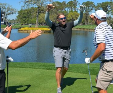 Caddie makes a HOLE-IN-ONE on No. 17 at TPC Sawgrass
