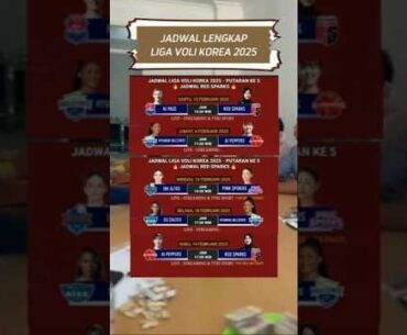 Jadwal Lengkap Liga Voli Korea 2025 Pekan Ini #redsparks #megawati #2nd