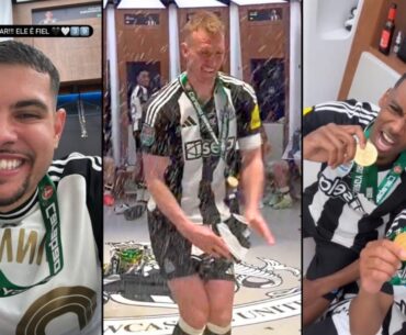 Dan Burn's Dance 🤣 Newcastle Players Crazy Dressing Room Celebration after Winning Carabao Cup 2025
