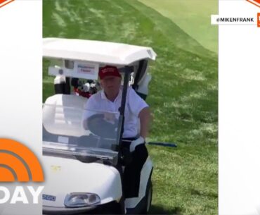 President Donald Trump Drives Golf Cart On The Green | TODAY