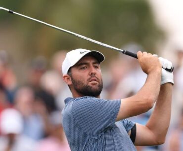 Scottie Scheffler takes a shot at a tournament