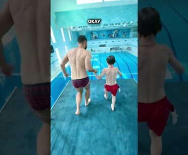 Son and Dad at the swimming pool 😳 Part 1  #swimming #waterpark #sonanddad