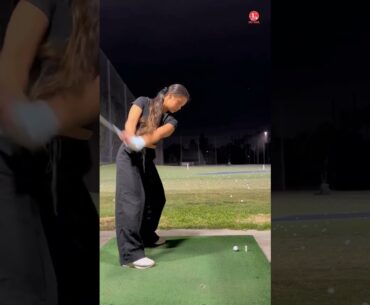 Chinese golf girl night iron swing #nightgolf #golfshorts