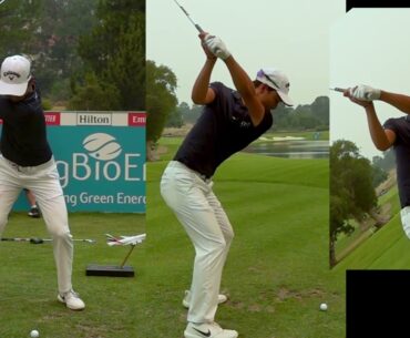 Min Woo Lee's Golf Swing in Slow Motion - Vertical View