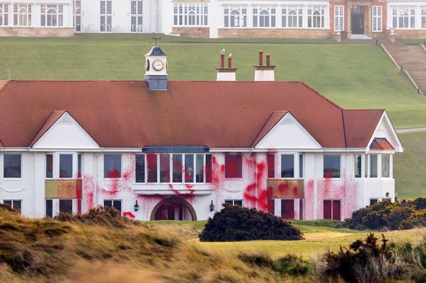 A building at the Trump Turnberry course was daubed in red paint this month