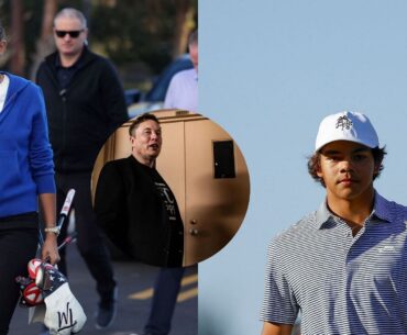 Elon Musk gifts Kai Trump a new gift amid the Junior Invitational where Charlie Woods also competes. Images via Getty Images