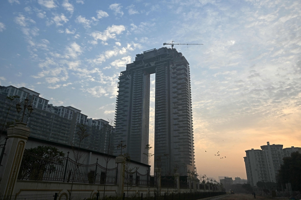 This photograph taken on March 13, 2025 shows a general view of the Trump Tower that is under construction, in Gurgaon. — AFP pic
