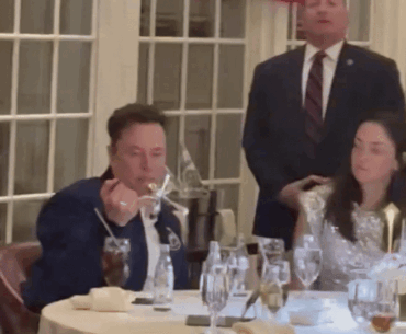 Elon Musk Balances Cutlery on Finger During Dinner at Trump National Golf Club