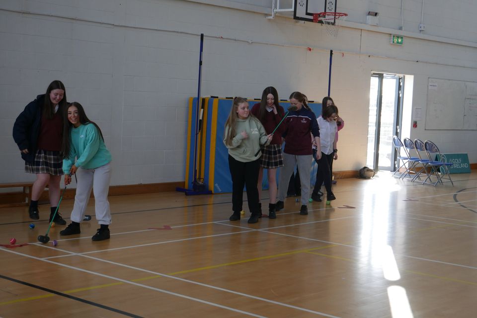 Students from Glenart College at their 'Girls Get Into Golf' event with Golf Ireland.