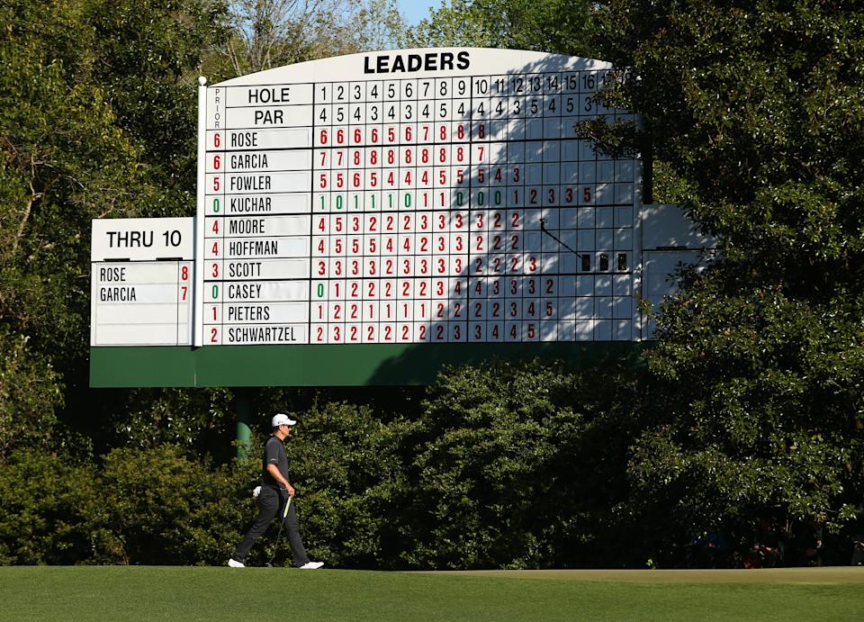 Justin Rose walks to the 11th green during the final round of the 2017 Masters Tournament at Augusta National Golf Club. Photo by Rob Schumacher/USA TODAY Sports