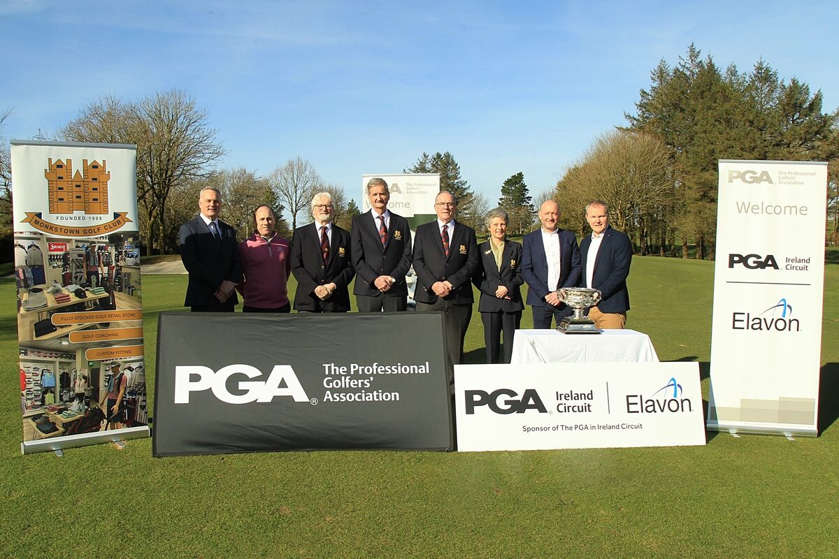  Conor Dillon, PGA in Ireland Manager pictured at the launch of the 2025 Irish PGA Championship at Monkstown Golf Club with club officials Cian McNamara, Head Professional; Michael Doorley, Chairman; Gavin O’Neill, Captain; Martin Stewart, President; Rosemary O’Connor, Captain of the Ladies Club and David O'Sullivan, General Manager. Also included is Seamus McGrath, TD.