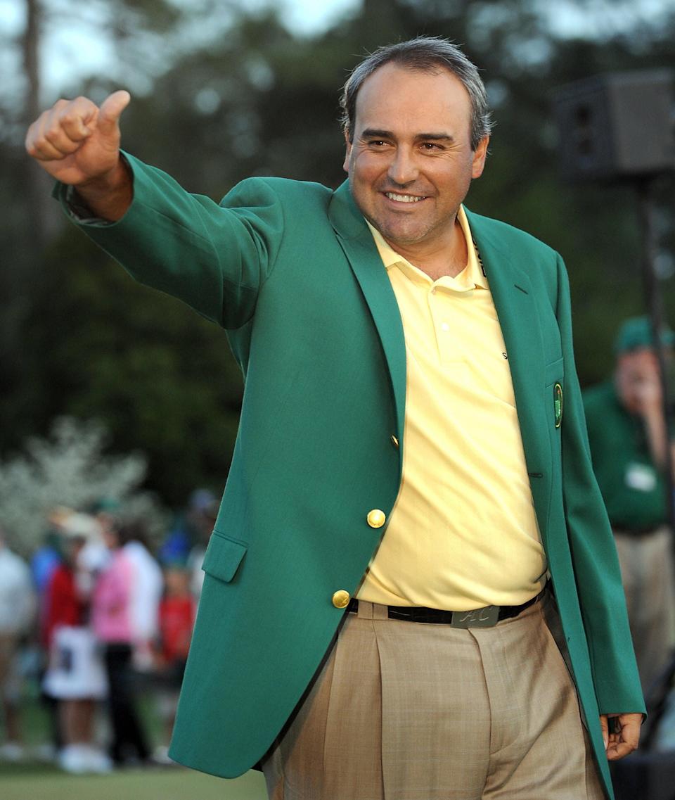 Angel Cabrera celebrates after winning the 2009 Masters at Augusta National Golf Club April 12, 2009 in Augusta, Georgia. Photo by Tim Sloan/Getty Images