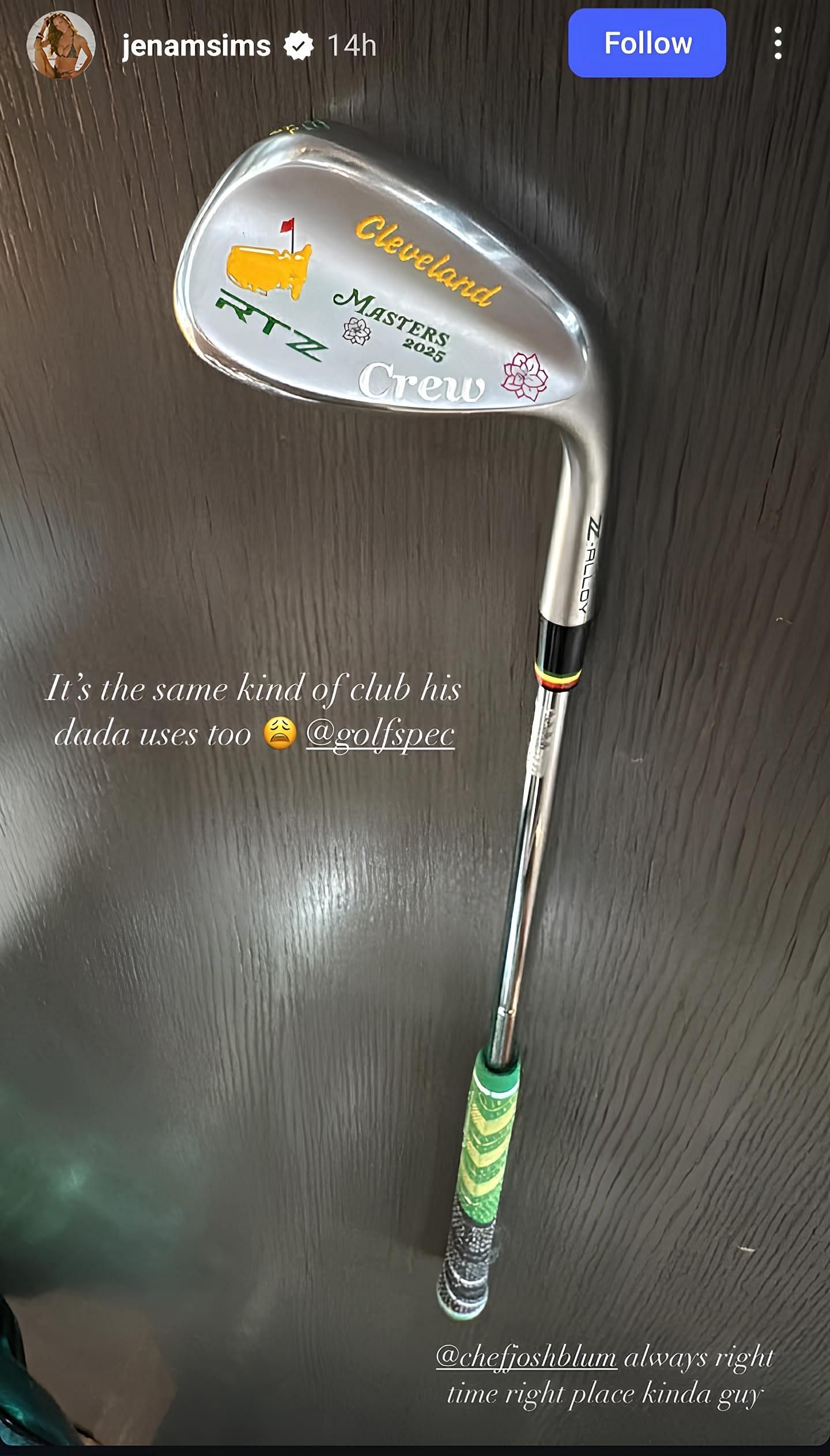 Still image from Jena Sims' Instagram story (@jenamsims)