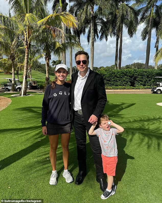 Kai posts photos of herself golfing with grandfather Donald Trump, Elon Musk and his son