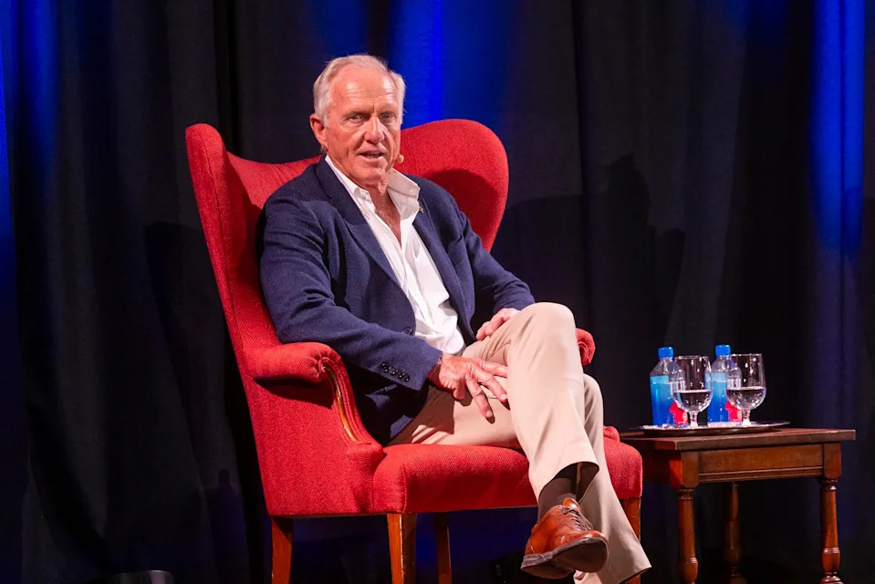 World Golf Hall of Famer and businessman Greg Norman was the guest speaker Tuesday during an Esther B. O'Keeffe Speakers Series event at The Society of the Four Arts in Palm Beach.