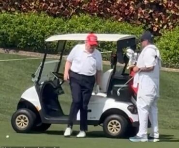 Social media users have voiced concern about Donald Trump's legs after video captured during his golf outing at Mar-a-Lago on Sunday appeared to show him limping