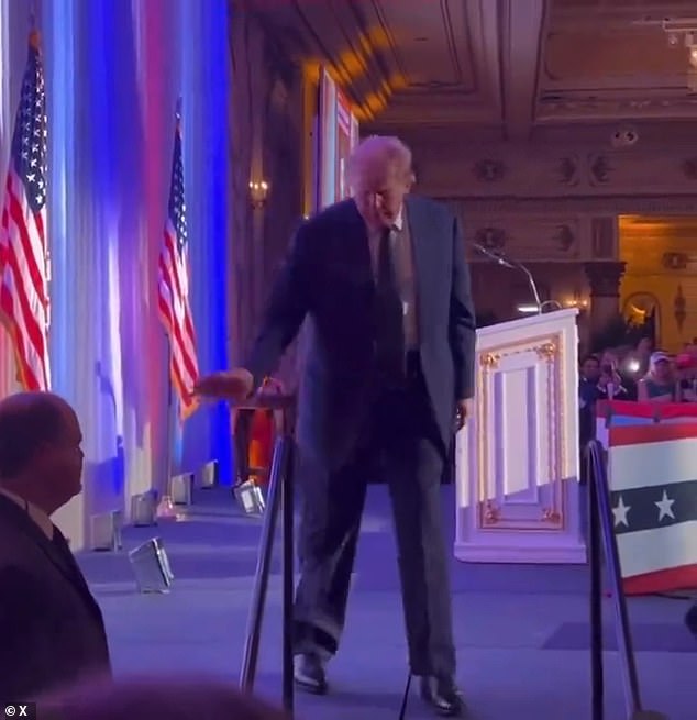 Video of Trump 'dragging his leg' at a campaign rally went viral in March last year after MAGA critic Ron Filipkowski shared it on X