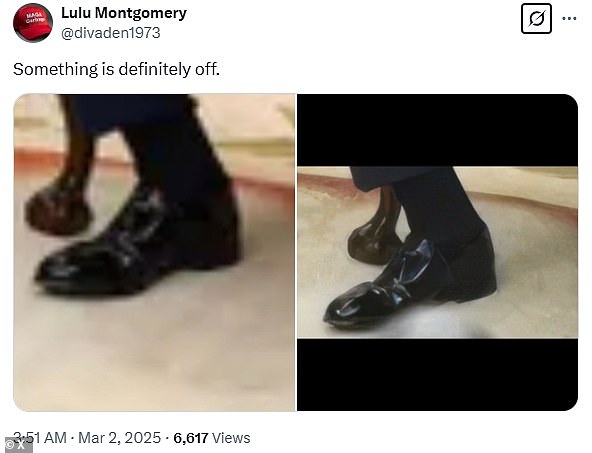 Despite the image being obviously photoshopped, X users were having a field day sharing the shoe picture and their insane theories along with it