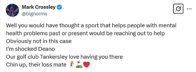Former Nottingham Forest goalkeeper Mark Crossley offered his support to Windass
