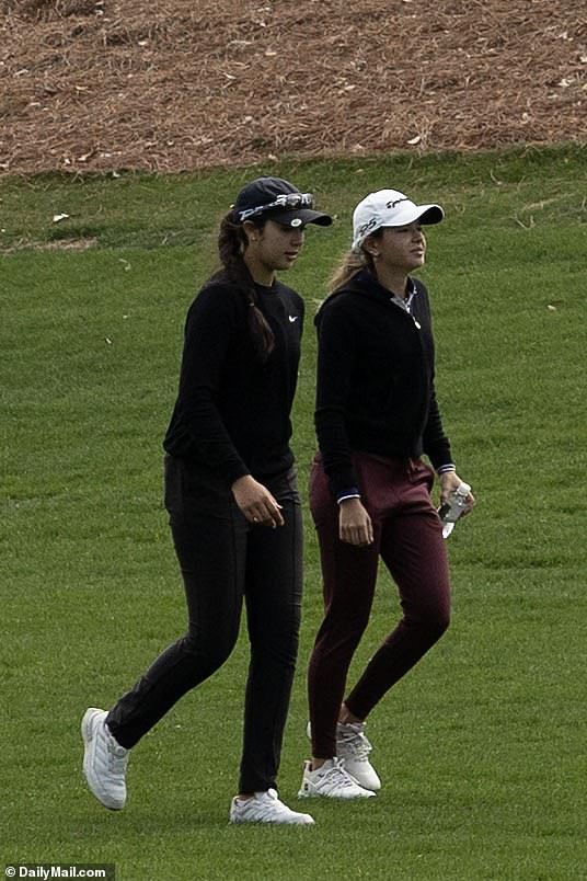 The YouTube golf star chatted with her playing partner Sofia Cherif Essakali between shots