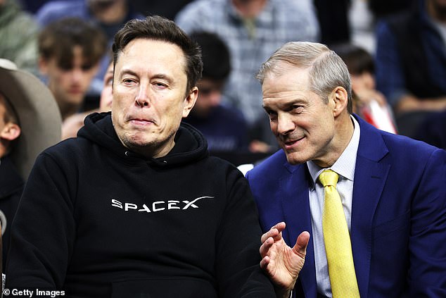 Congressman Jim Jordan, a two-time NCAA national champion wrestler, speaks with Musk