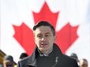 Conservative Leader Pierre Poilievre speaks at a news conference in Saguenay, Que., Thursday, March 20, 2025. 