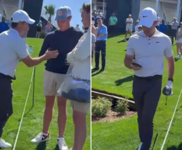 Moment angry Rory McIlroy snatches phone off fan and storms off after heckle ahead of Players Championship at Sawgrass