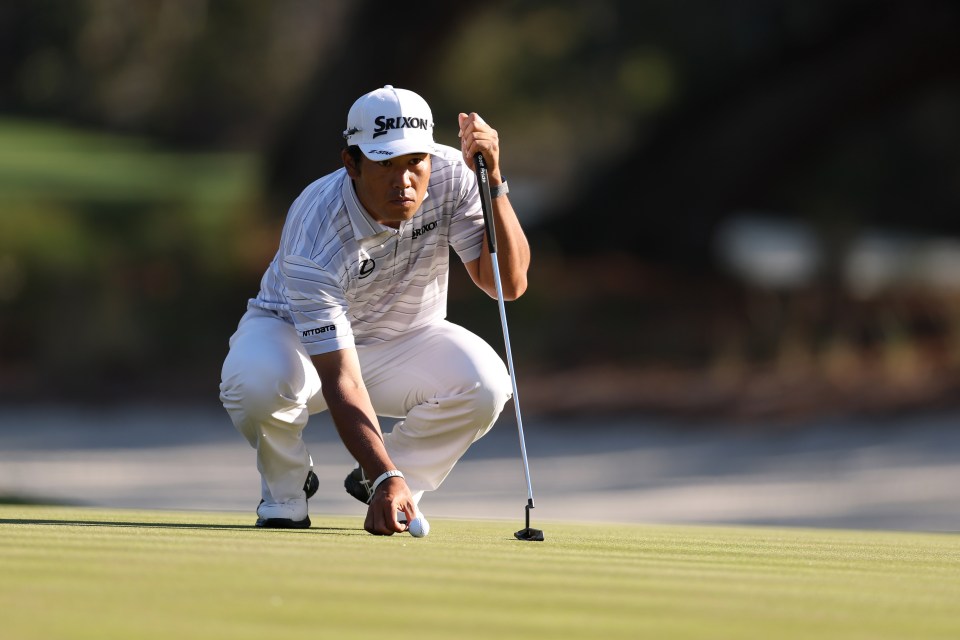 PONTE VEDRA BEACH, FLORIDA - MARCH 13: Hideki Matsuyama of Japan lines up a putt on the 14th green during the first round of THE PLAYERS Championship on the Stadium Course at TPC Sawgrass on March 13, 2025 in Ponte Vedra Beach, Florida. (Photo by Richard Heathcote/Getty Images)