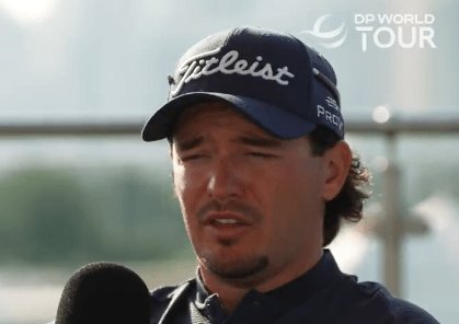 Golfer being interviewed.